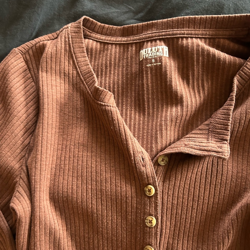 Duluth Trading Co Long Sleeve 1/2 button Top